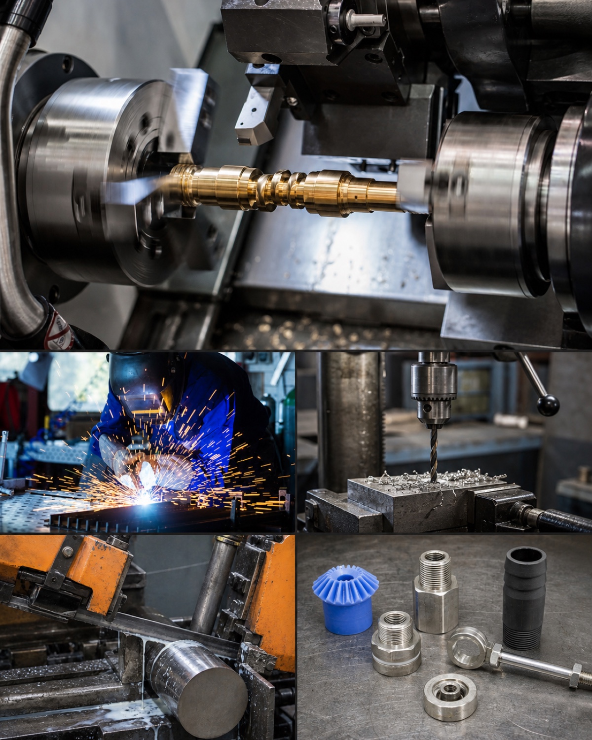 Lathe machining, welding, drilling, machine cutting and custom components